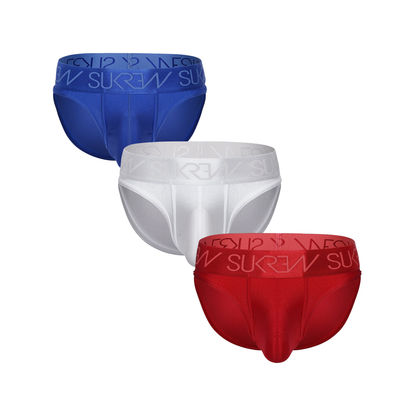 SUKREW Classic Brief Multipack 1x Sapphire + 1x White Shimmer + 1x Liberty Red