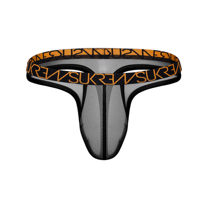 SUKREW Sheer Low-Rise Thong Shadow Black