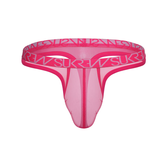 SUKREW Sheer Low-rise Thong Electric Pink