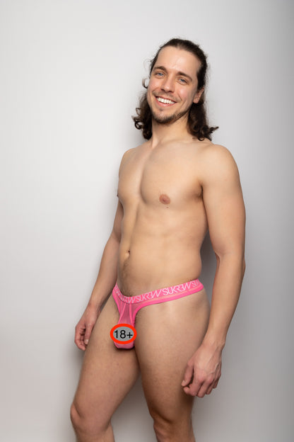 SUKREW Sheer Low-rise Thong Electric Pink