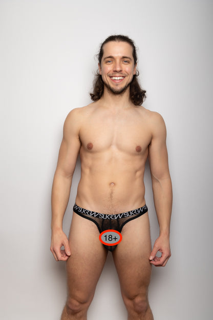 SUKREW Transparenter Low Rise Tanga Underground Schwarz