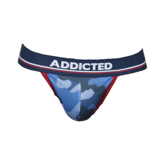 Addicted Camo Mesh Push Up Thong Navy