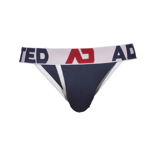 Addicted Open Fly Cotton Bikini Navy White