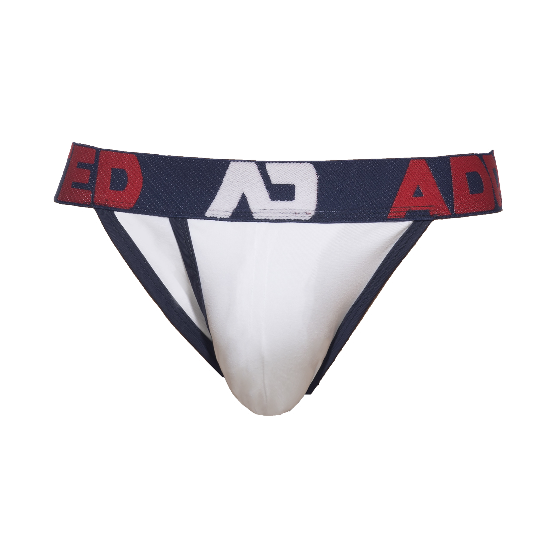 Addicted Open Fly Cotton Bikini White Navy