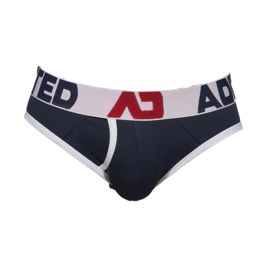 Addicted Open Fly Cotton Brief Navy White