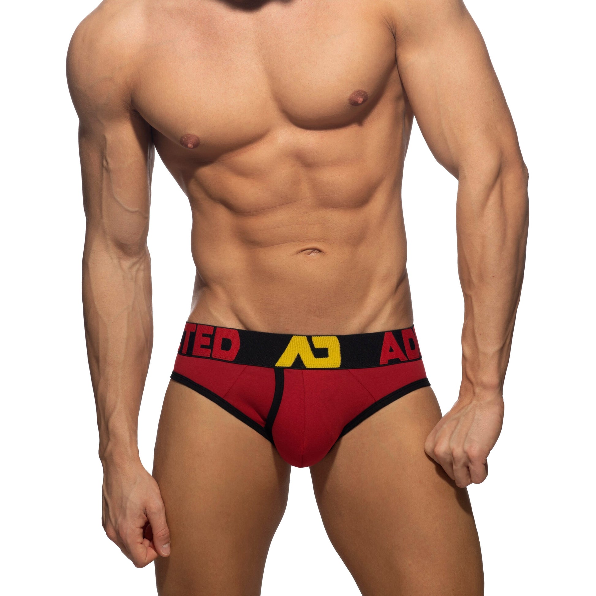 Addicted Open Fly Cotton Brief Red Black 3