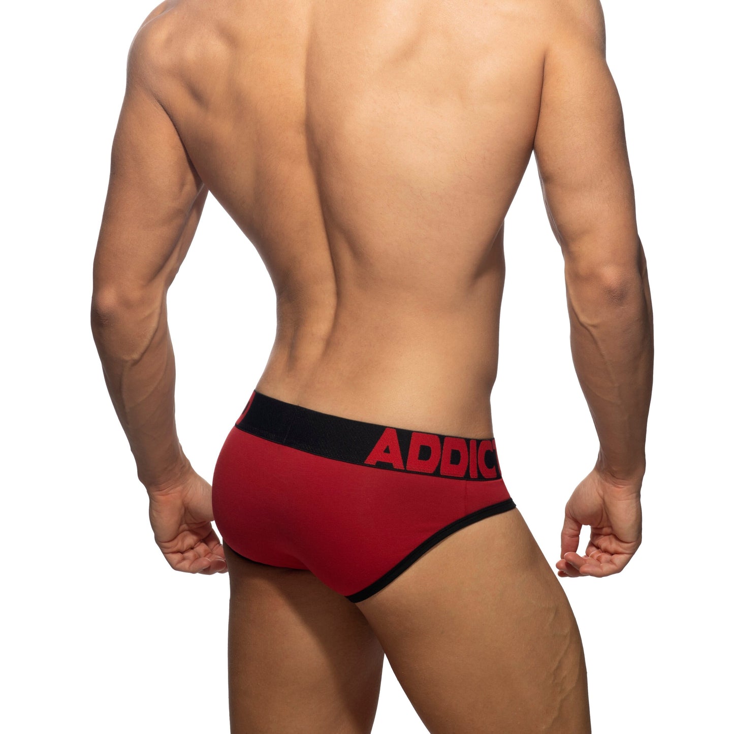 Addicted Open Fly Cotton Brief Red Black