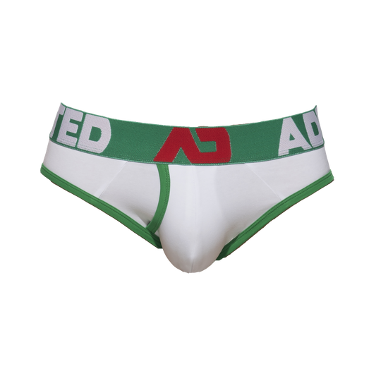 Addicted Open Fly Cotton Brief White Green