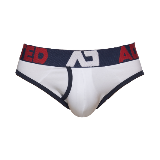 Addicted Open Fly Cotton Brief White Navy