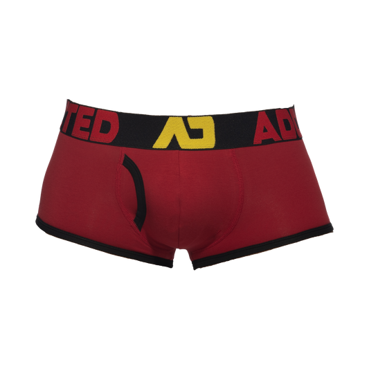 Addicted Open Fly Cotton Trunk Red Black