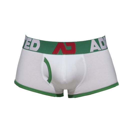 Addicted Open Fly Cotton Trunk White Green