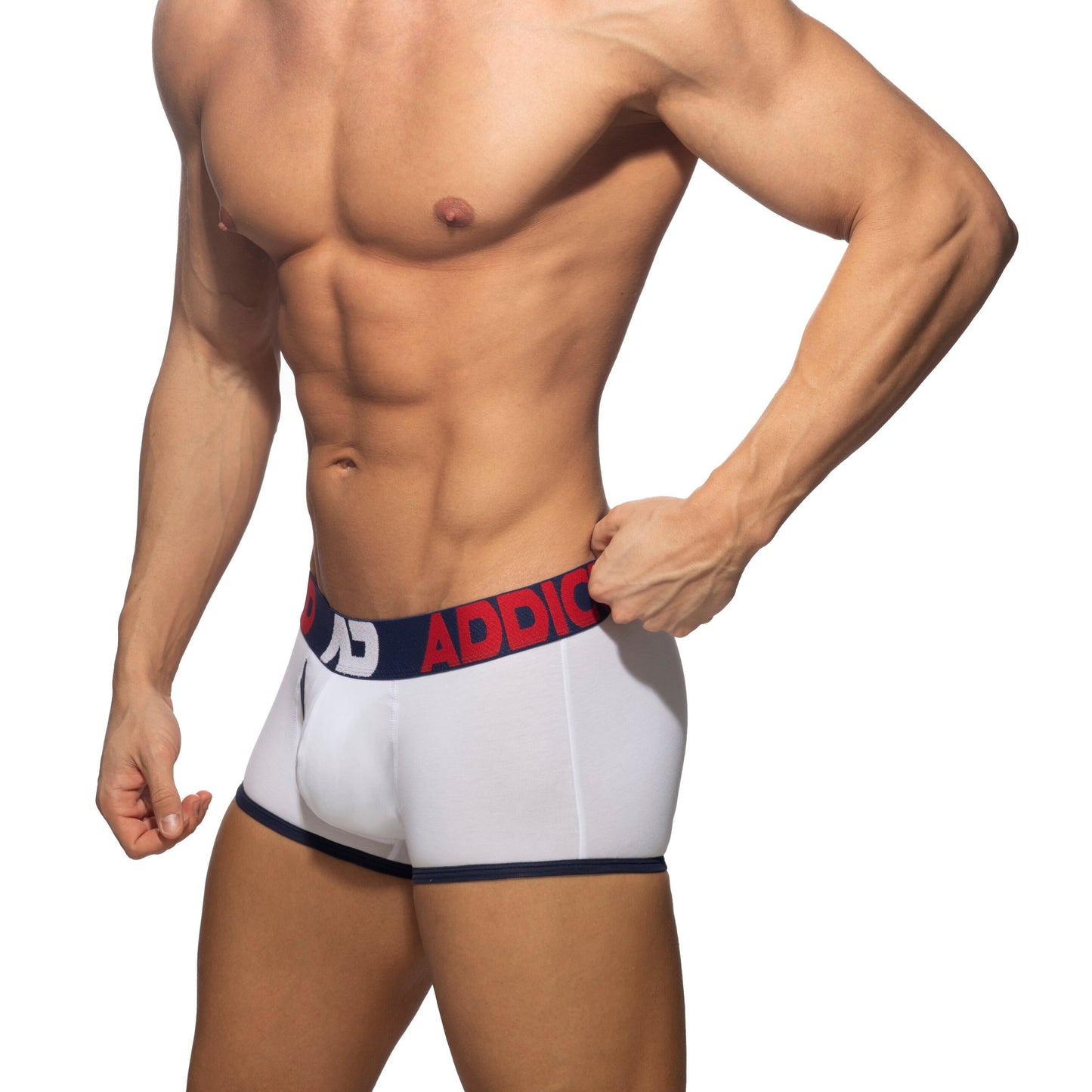 Addicted Open Fly Cotton Trunk White Navy 2