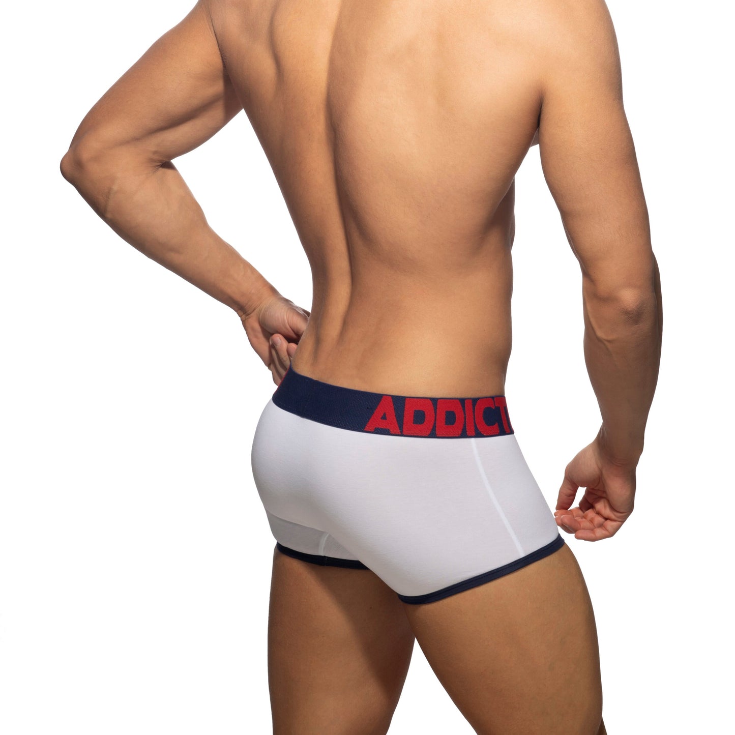 Addicted Open Fly Cotton Trunk White Navy