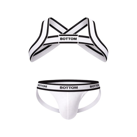 Barcode Berlin BOTTOM Multipack 1x Jockstrap White + 1x Harness White-Black