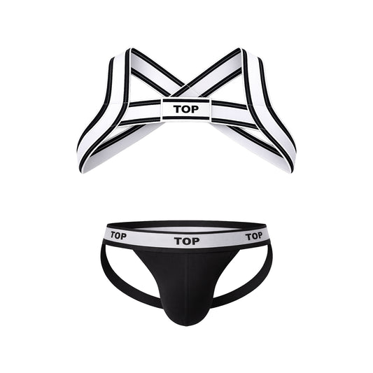 Barcode Berlin TOP Multipack 1x Jockstrap Black + 1x Harness White-Black