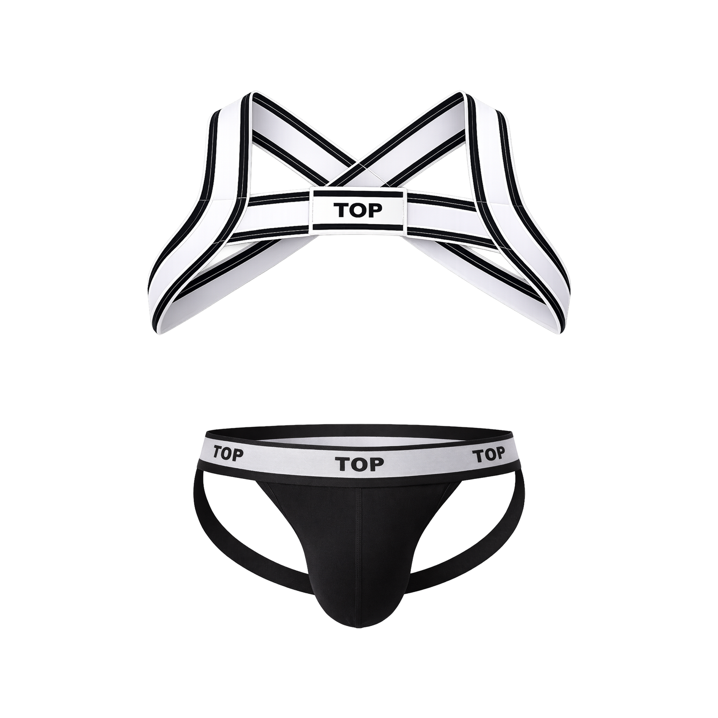Barcode Berlin TOP Multipack 1x Jockstrap Black + 1x Harness White-Black
