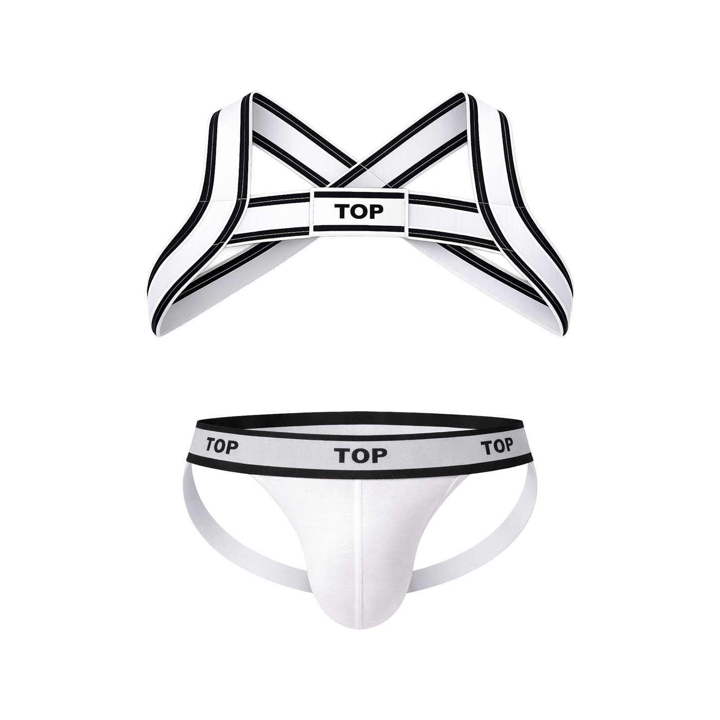 Barcode Berlin TOP Multipack 1x Jockstrap White + 1x Harness White-Black