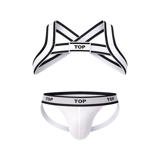 Barcode Berlin TOP Multipack 1x Jockstrap White + 1x Harness White-Black