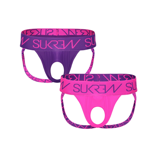 SUKREW U-Style Jockstrap Multipack 1x Tyrian Purple + 1x Shocking Pink