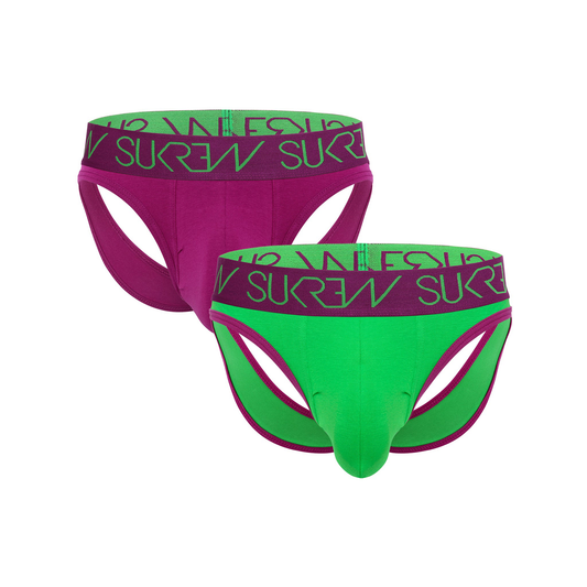 SUKREW V-Brief Multipack 1x Deep Purple + 1x Verdant Green