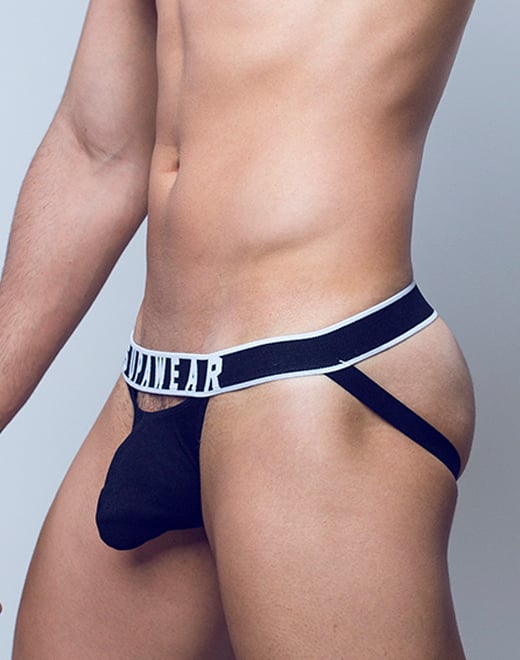 SUPAWEAR Ribbed Slashed Jockstrap Black